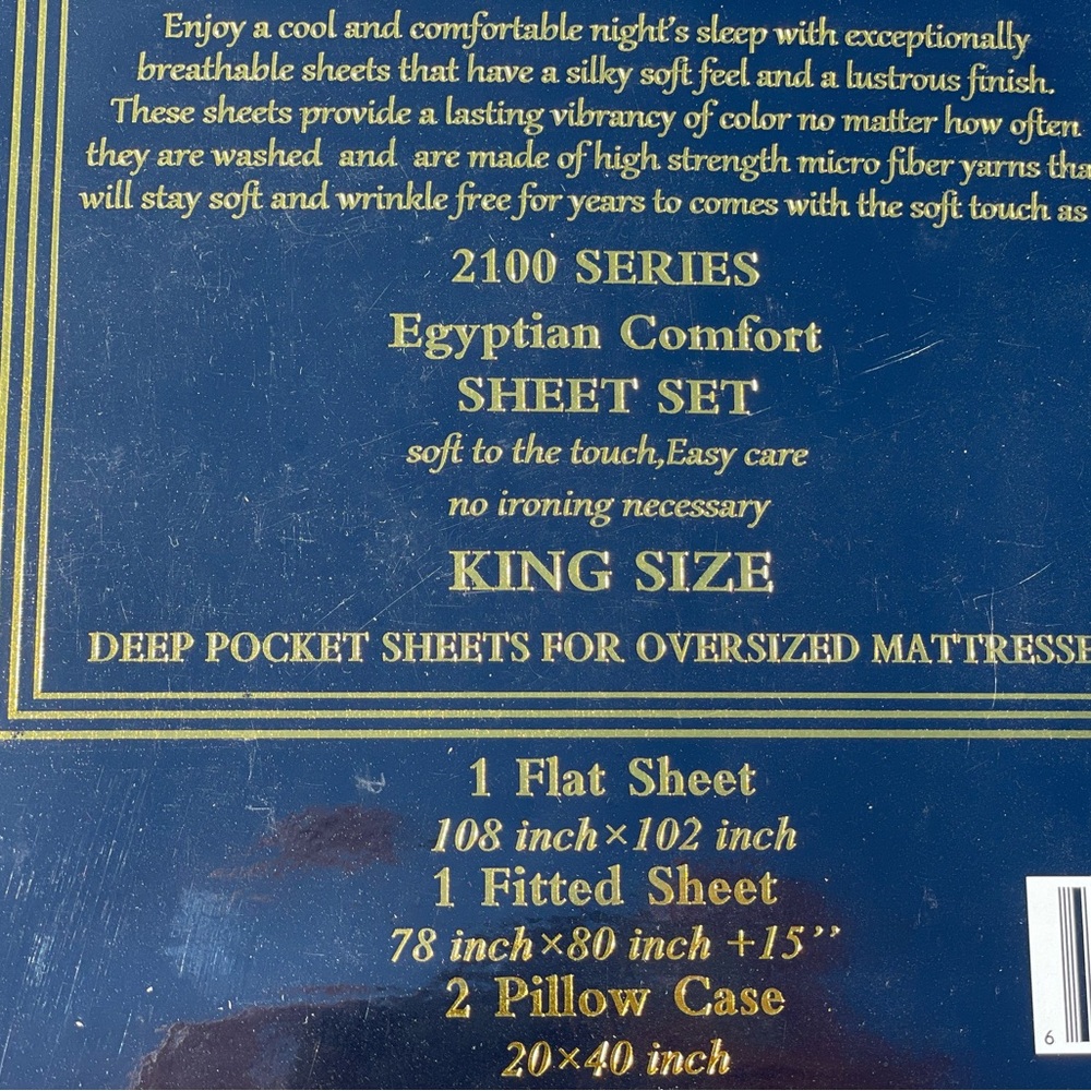 Brand new king size bed sheet set,4PCS, deep pocket,blue Color - Picture 2 of 3